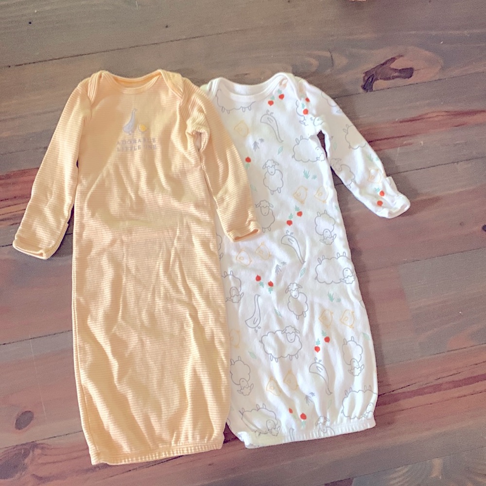 **5 for $30** — Gender Neutral Farm Animal Infant Gown Set